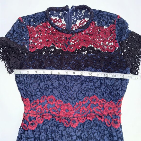 Express Lace Dress Short Sleeve Colorblock Womens Size 0 - Picture 7 of 7